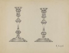 Silver Candlesticks, c. 1936. Creator: Giacinto Capelli.
