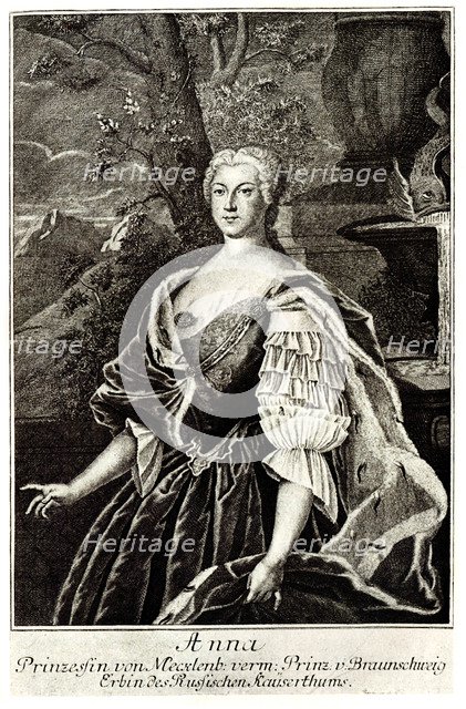 Portrait of Princess Anna Leopoldovna (1718-1746), tsar's Ivan VI mother. Artist: Anonymous  