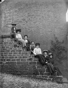 Women on steps, Hellidon, Northamptonshire, c1896-c1920. Artist: Alfred Newton & Sons
