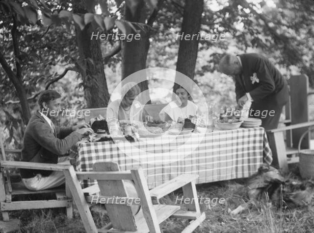 Nyland group, eating outdoors, 1932 Creator: Arnold Genthe.