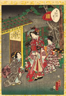 No. 26, Tokonatsu, from the series Lady Murasaki's Genji Cards (Murasaki Shikibu Genji karuta), 1857 Creator: Kunisada II (Kunimasa III, Toyokuni IV), Utagawa (1823-1880).