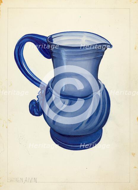 Blown Glass - Pitcher, 1935/1942. Creator: Alvin Shiren.
