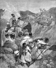 The French Expedition to Tunis: Goums, reconnoitring, attacked by Khroumirs, 1881. Creator: W. I. Mosses.