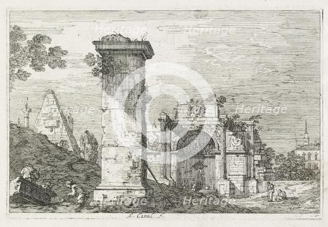 Views: Le Pilier isolè, 1735-1746. Creator: Antonio Canaletto (Italian, 1697-1768).