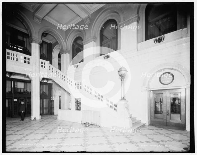 Stairway, first floor, Union Trust Building, Detroit, Mich., between 1900 and 1906. Creator: Unknown.