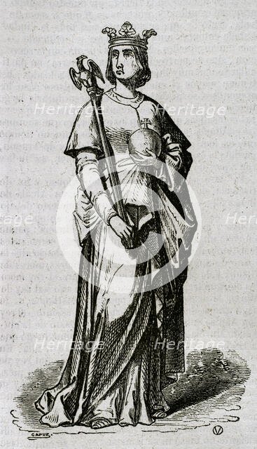 Violant of Hungary, (1215-1251), Queen consort of Aragon and second wife of James I of Aragon, 1852. Creator: Unknown.