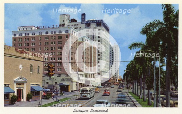 Biscayne Boulevard, Miami, Florida, USA, 1958. Artist: Unknown