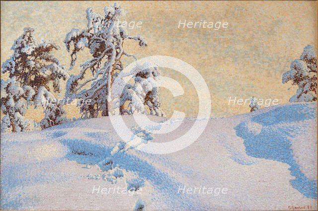 Snowy landscape , 1920. Creator: Fjaestad, Gustaf (1868-1948).