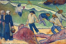 Small Landscape with Seaweed Fishermen, c1889. Creator: Paul Serusier.