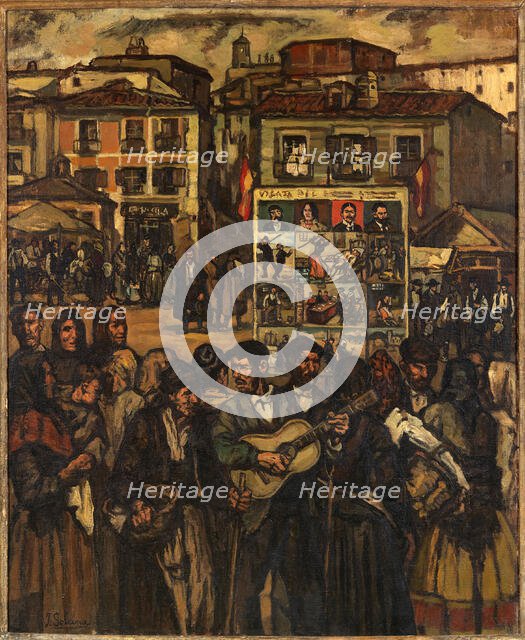 The Blind Storyteller (Poster of the Crime), c1920. Creator: Gutiérrez-Solana, José (1886-1945).