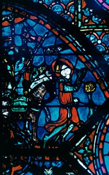 Charlemagne prays, stained glass, Chartres Cathedral, France, c1225. Artist: Unknown