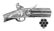 Nock's seven-barrelled carbine, 1807, (1881). Creator: Unknown.