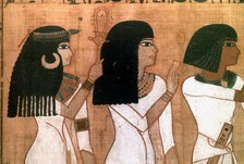 Three sisters, detail from an Ancient Egyptian mural. Artist: Unknown