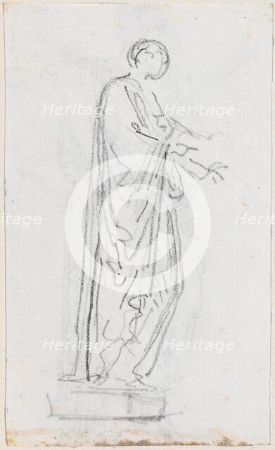 Statue of a Roman Woman (Female Deity?) Seen from the Side [verso], probably c. 1754/1765. Creator: Hubert Robert.