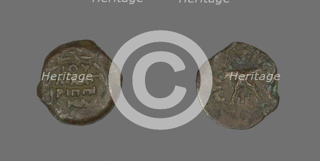 Coin Depicting a Wreath and Palm Branches, 54-55. Creator: Unknown.