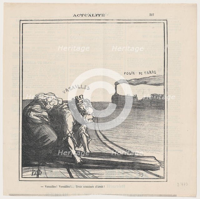 Versailles! Versailles!... Trois semaines d'arrêt!, 1871. Creator: Honore Daumier.