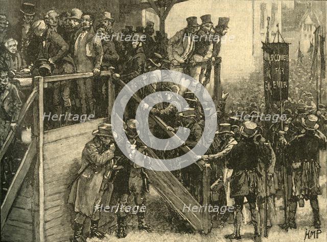 Father John Murphy leading his tenants to vote in the Clare by-election, Ireland, 1828 (c1890). Creator: Unknown.