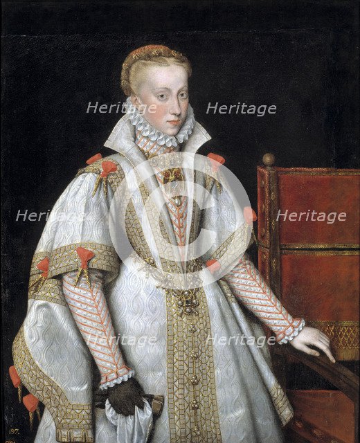 Portrait of Anna of Austria (1549–1580), Queen consort of Spain, 1616. Artist: González y Serrano, Bartolomé (1564-1627)