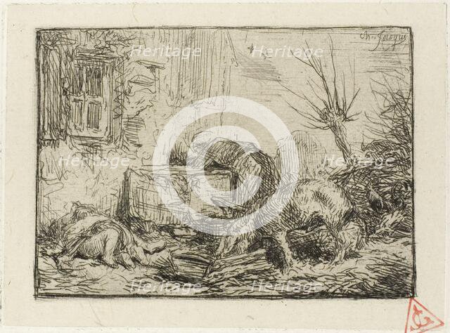 Farm Courtyard, 1846. Creator: Charles Emile Jacque.