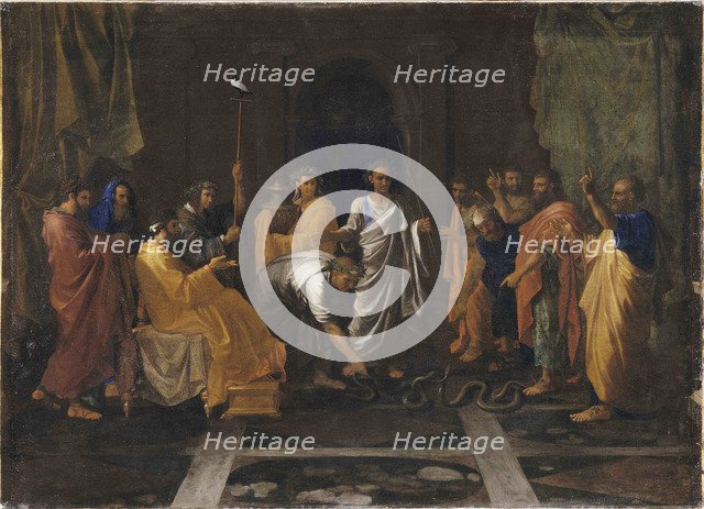 Moses turning Aaron's rod into a snake.