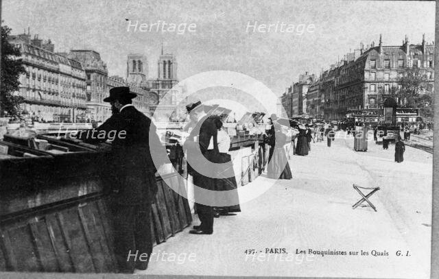 Les Bouquinistes sur les Quais, Paris  (Booksellers of Paris), 1900. Creator: Unknown.