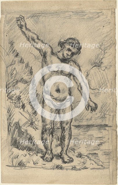 Bather With Outstretched Arms (recto); Study of a Tree (verso), 1874/77. Creator: Paul Cezanne.