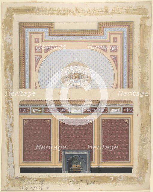 Design for Fireplace Wall and Ceiling, second half 19th century. Creator: Anon.