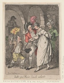 Light Your Honor, Coach unhired, 1811., 1811. Creator: Thomas Rowlandson.