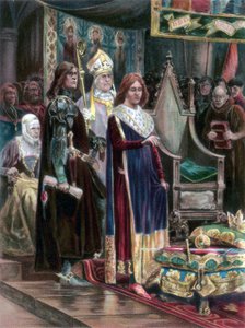 The investiture of Edward III with the Pallium, Westminster, Candlemas Day, 1327, (1902). Artist: Unknown