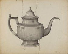 Pewter Teapot, 1935/1942. Creator: Samuel O. Klein.