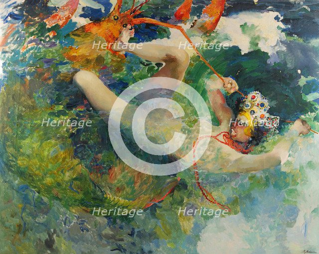 Princess Vasilisa and the Giant Lobster (after the Fairy tale Fire-bird and Princess Vasilissa). Artist: Malyavin, Filipp Andreyevich (1869-1940)