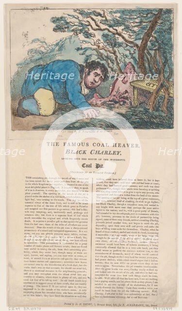 The Famous Coal Heaver Black Charley Looking into the Mouth of the Wonderful ..., February 25, 1805. Creator: Thomas Rowlandson.