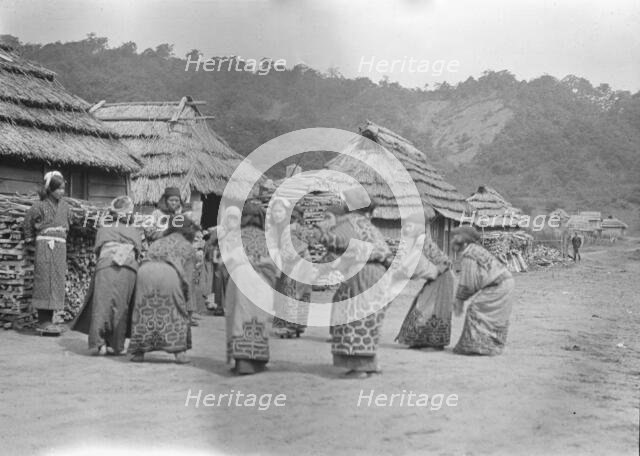 Crane dance of the Ainu women, 1908. Creator: Arnold Genthe.