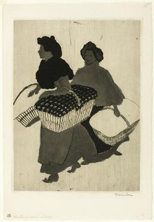 Laundresses Carrying Back Their Work, 1898. Creator: Theophile Alexandre Steinlen.
