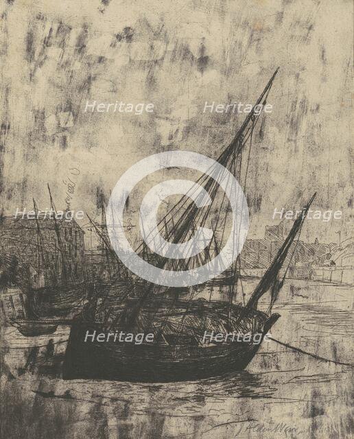 Boats at Peel - Isle of Man, 1889. Creator: Julian Alden Weir.