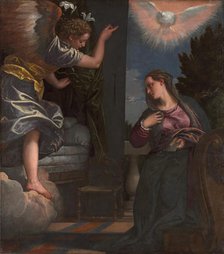 The Annunciation, c. 1580. Creator: Paolo Veronese (Italian, 1528-1588); Workshop, and.