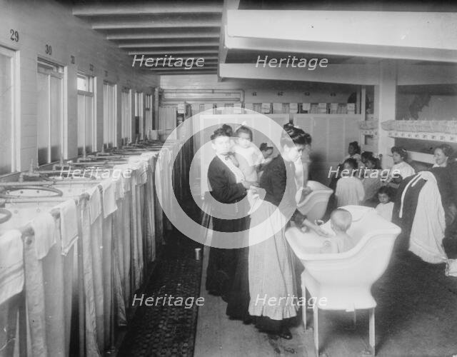 St. John's Guild. Bathroom on floating hospital, [New York City], c1911. Creator: Bain News Service.