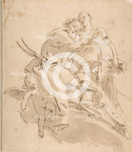 Marine Deity with Attendant Female Figure, ca. 1716-1770. Creator: Giovanni Battista Tiepolo.