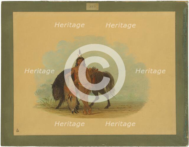 A Cheyenne Warrior Resting His Horse, 1861/1869. Creator: George Catlin.