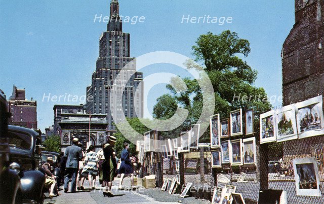 Outdoor art exhibition, New York City, New York, USA, 1956. Artist: Unknown