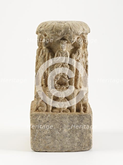 Bodhisattvas with lions and figures, Possibly Sui dynasty, possibly 581-618. Creator: Unknown.