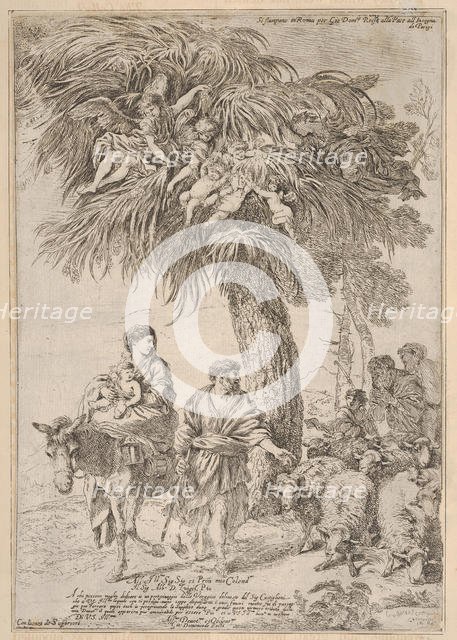 The Holy Family on their flight into Egypt, ca. 1647. Creator: Giovanni Benedetto Castiglione.