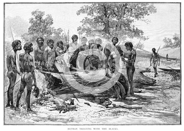 'Batman Treating with the Blacks', 1835, (1886).Artist: Julian Ashton