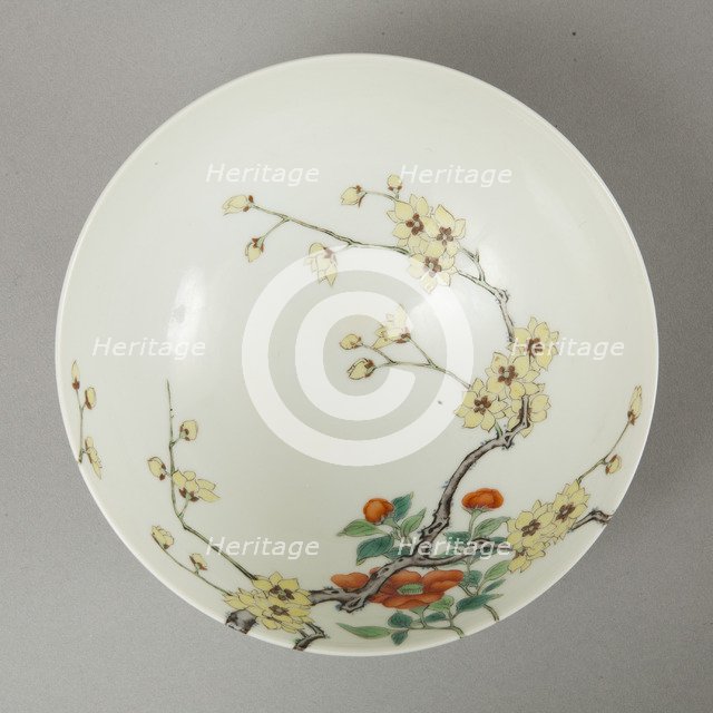 Famille rose bowl with floral decoration, 20th century. Artist: Unknown.