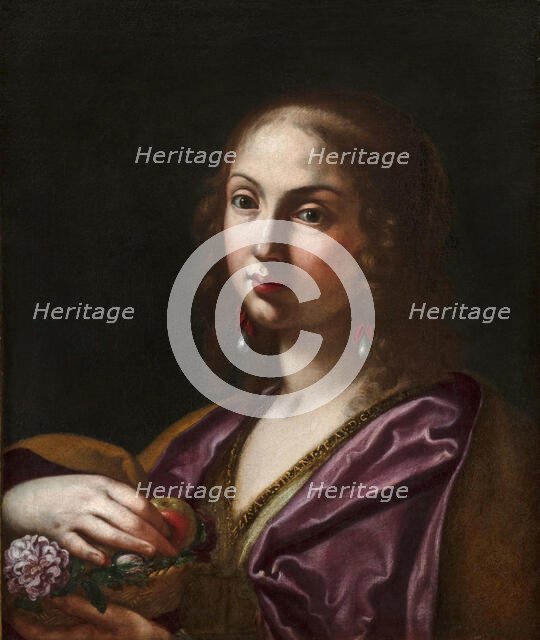 Portrait of Ortensia Leoni Cordini as Saint Dorothy, 1661. Creator: Sirani, Elisabetta (1638-1665).