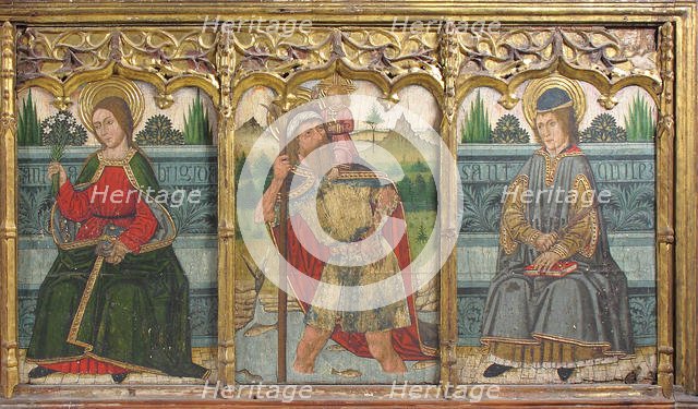 Predella pane with Saint Bridget, Saint Christopher, and Saint Kilian from Retable, 15th century. Creator: Domingo Ram.