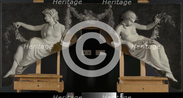 Overdoor with Representation of Two Reclining Women with Garlands, c.1786. Creator: Juriaan Andriessen.