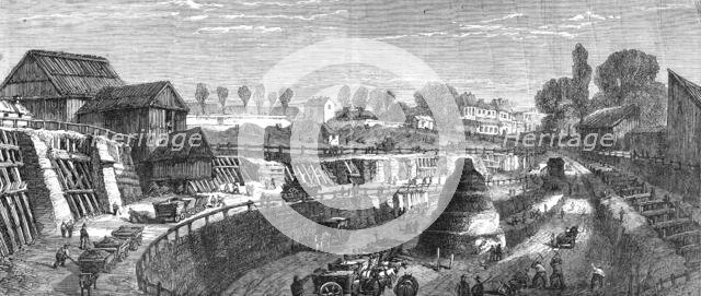 Progress of the Waterworks at Menilmontant for the supply of Paris, 1864. Creator: Unknown.