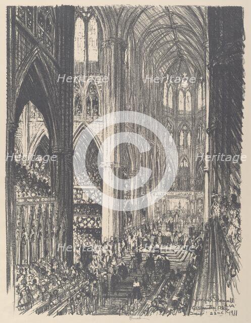 Coronation of King George V and Queen Mary in Westminster Abbey, 1911. Creator: Joseph Pennell.