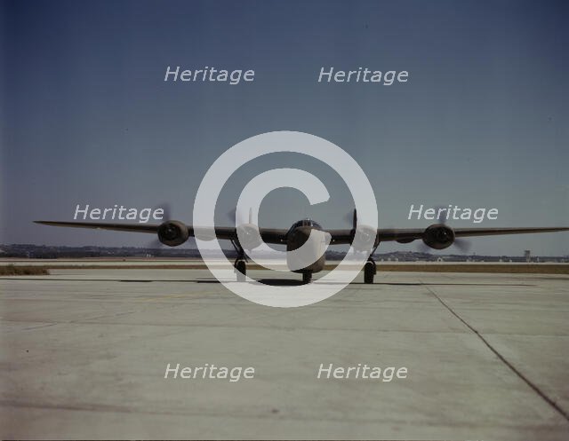 A C-87 transport plane, just off the assembly...Consolidated Aircraft..., Fort Worth, Texas, 1942. Creator: Howard Hollem.